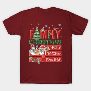 Happy Family Christmas Text T-Shirt